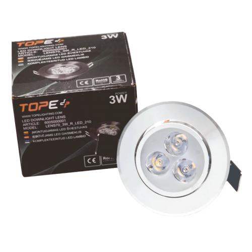 3W recessed round metal LED downlight LENS